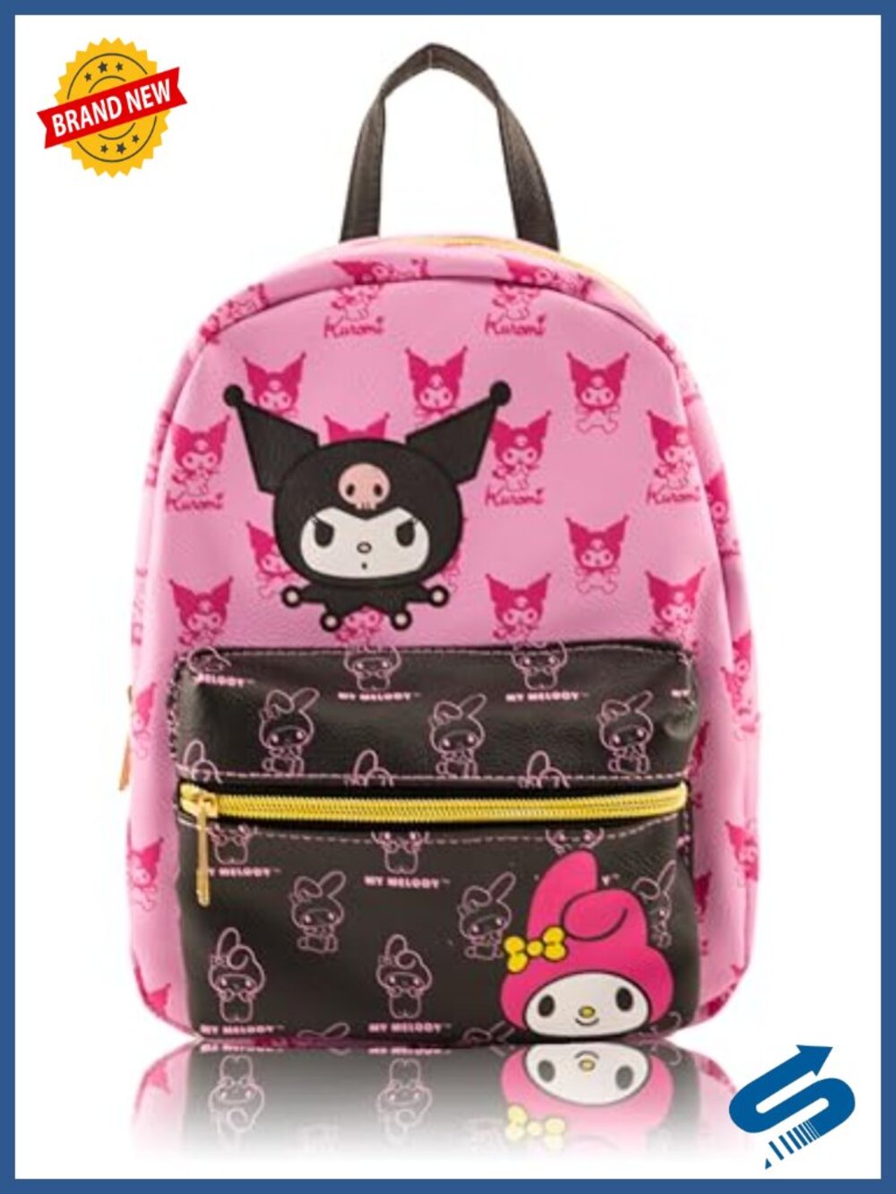 Kuromi Mini Backpack Purse Faux Leather 10in Small Daypack